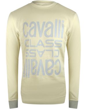 Roberto Cavalli Multi Logo Sand Sweatshirt Cotton - Yellow
