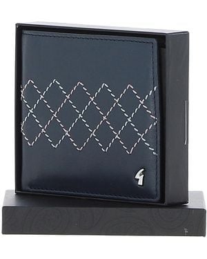 Gabicci Real Leather 4 Card Bilfold Wallet - Blue