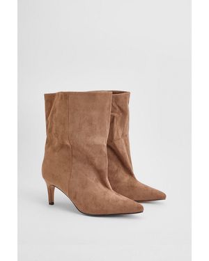 Oasis Betty Faux Suede Medium Heel Pointed Boots - Brown