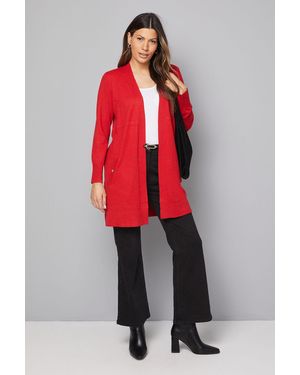Wallis Longline Seam Cardigan - Red