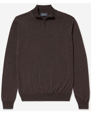 Oliver Sweeney Merino Wool Quarter Zip Jumper - Brown