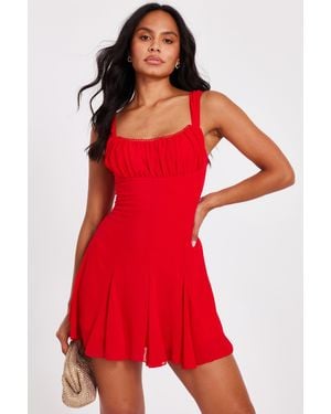 Quiz Chiffon Ruched Mini Dress - Red