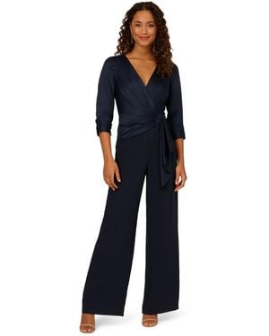 Adrianna Papell Satin Crepe Jumpsuit - Blue