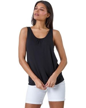 Roman Plain V-Neck Stretch Jersey Vest Top - Blue