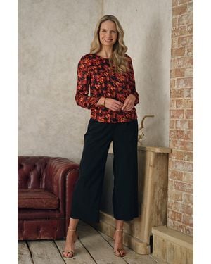 Izabel London Printed Semi Sheer Long Sleeve Blouse - Orange