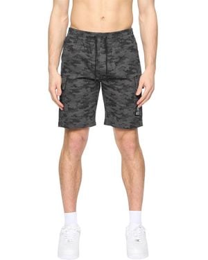 Crosshatch Janscore Elasticated Waist Cargo Shorts (Dark) Cotton - Black