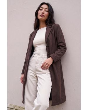 Roman Petite Faux Suede Jacket - Brown