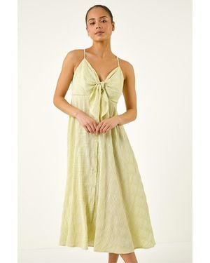 Roman Petite Gingham Twist Front Dress - Yellow