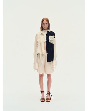 YIBRI Two-Tone Oversized Utility Shirt - Natural