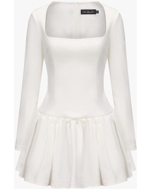 Nana Jacqueline Velvet Ruffled Mesh-Lined Dress - White