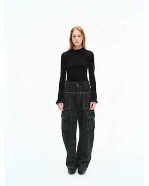 YIBRI Stretch Mesh Panel Long-Sleeve Top - Black
