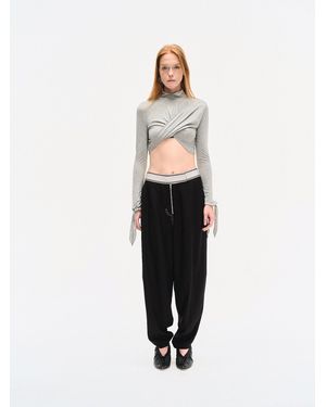 YIBRI Draped Jersey Crop Top - White