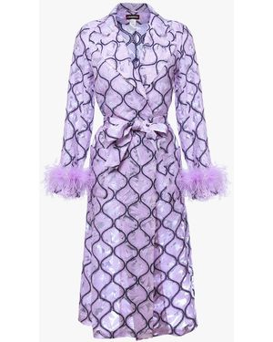 Andreeva Coat 23 With Detachable Feathers Cuffs - Purple