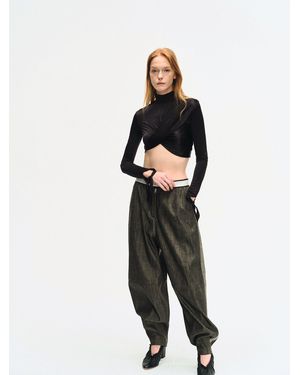 YIBRI Draped Jersey Crop Top - Black