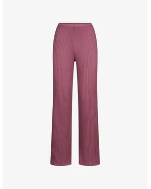 Skims Straight-Leg Sheer Knit Trousers - Red