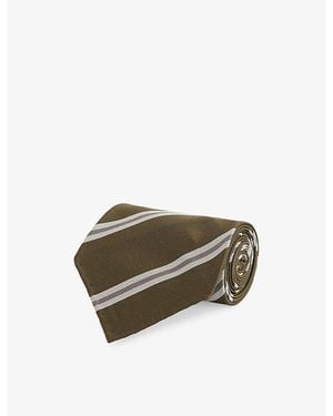 dunhill Striped Wide-Blade Silk Tie - Green