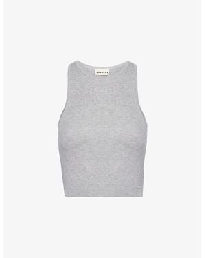ADANOLA Racer Crop Knit Vest Top - Gray