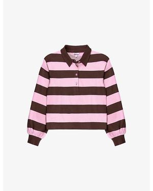 Ro&zo Striped Relaxed-Fit Cotton Rugby Shirt - Red