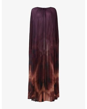 eem Printed Pleated Woven Cape - Purple