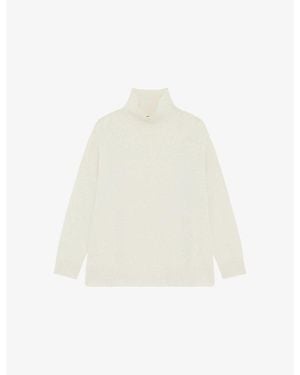 The Kooples High-Neck Relaxed-Fit Cashmere-Blend Sweater - White