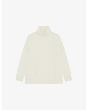 The Kooples High-Neck Relaxed-Fit Cashmere-Blend Jumper - White