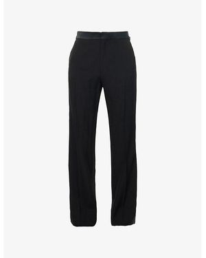 Wales Bonner Side-Stripe Straight-Leg Wool Tuxedo Trousers - Black