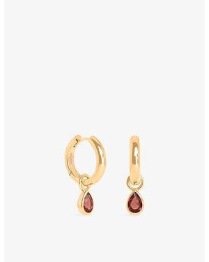 Astrid & Miyu Sunset Pear Charm 18Ct -Plated Sterling- And Cubic Zirconia Hoop Earrings - Metallic