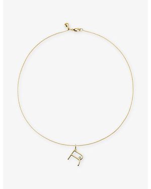 Monica Vinader Initial R 18Ct Vermeil And 0.035Ct Lab-Grown Diamond Pendant Necklace - White
