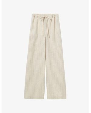 Claudie Pierlot Stripe-Pattern Wide-Leg Woven Pants - Natural