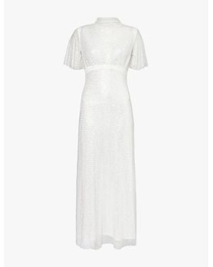 Amy Lynn Azeala Rhinestone-Embellishment Woven Maxi Dress - White