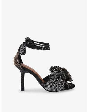 Kurt Geiger Pom Pom Suede Heeled Sandals - Black