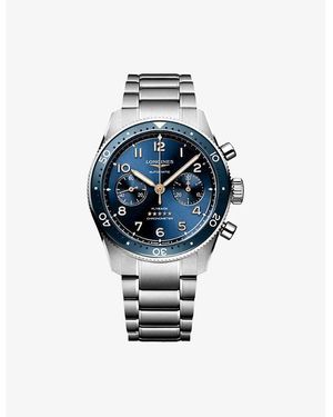 Longines L3.821.4.93.6 Spirit Flyback Chronograph Stainless-Steel Automatic Watch - Blue
