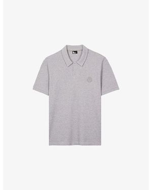 The Kooples Logo-Embroidered Short-Sleeve Stretch-Cotton Polo - Grey