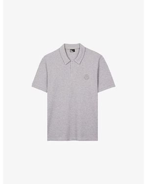 The Kooples Logo-Embroidered Short-Sleeve Stretch-Cotton Polo - Grey
