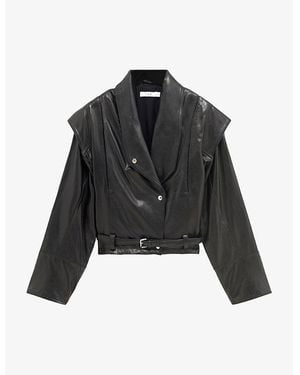 IRO Yukito Belted-Waist Relaxed-Fit Leather Jacket - Black