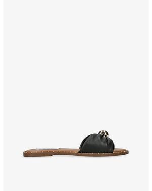 Steve Madden Dipsy Flat Leather Sandals - Black