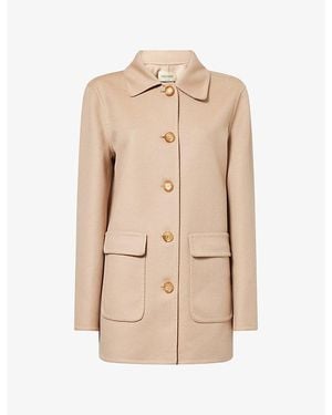 Valentino Logo-Embellished Single-Breasted Virgin Wool And Cashmere-Blend Jacket - Natural