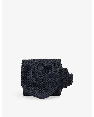 Reiss Punto Knitted Silk Tie - Blue