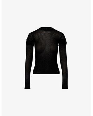 Rick Owens Cropped Hooded Knitted Top - Black