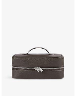 Sandro Top Handle Grained Faux-Leather Wash Bag - Brown