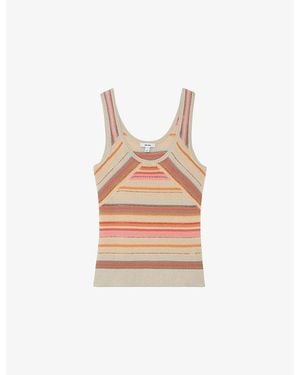 Reiss Miriam Striped Scoop-Neck Knitted Vest - White