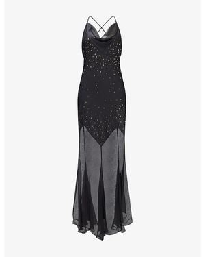 Rabanne Sequinned Cross-Back Woven Maxi Dress - Black