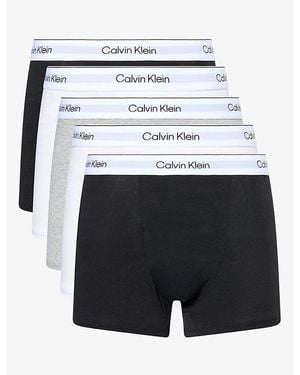 Calvin Klein Blk,Wht,Blk,Wht,G/H Icon Pack Of Five Stretch-Cotton Trunks - White