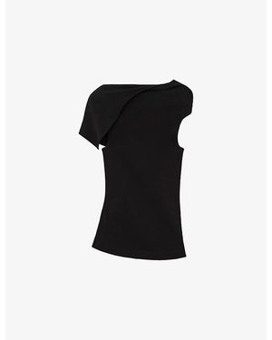 Loewe Asymmetric Draped Jersey Top - Black