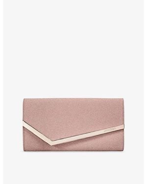 Jimmy Choo Emmie Fine Glitter Woven Clutch Bag - Pink