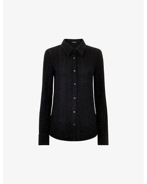 Whistles Eva Sparkle Slim-Fit Stretch-Woven Shirt - Black