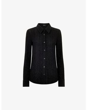 Whistles Eva Sparkle Slim-Fit Stretch-Woven Shirt - Black