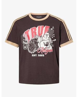 TRUE RELIGION Ringer Brand-Print Cotton T-Shirt - Multicolour