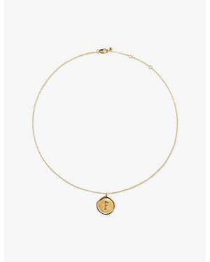 Monica Vinader Initial F Stamp 18Ct Vermeil Necklace - Metallic