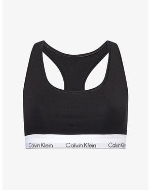 Calvin Klein Icon Modal Scoop-Neck Cotton-Jersey Bralette - Black